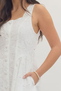 Button Eyelet Mini Dress