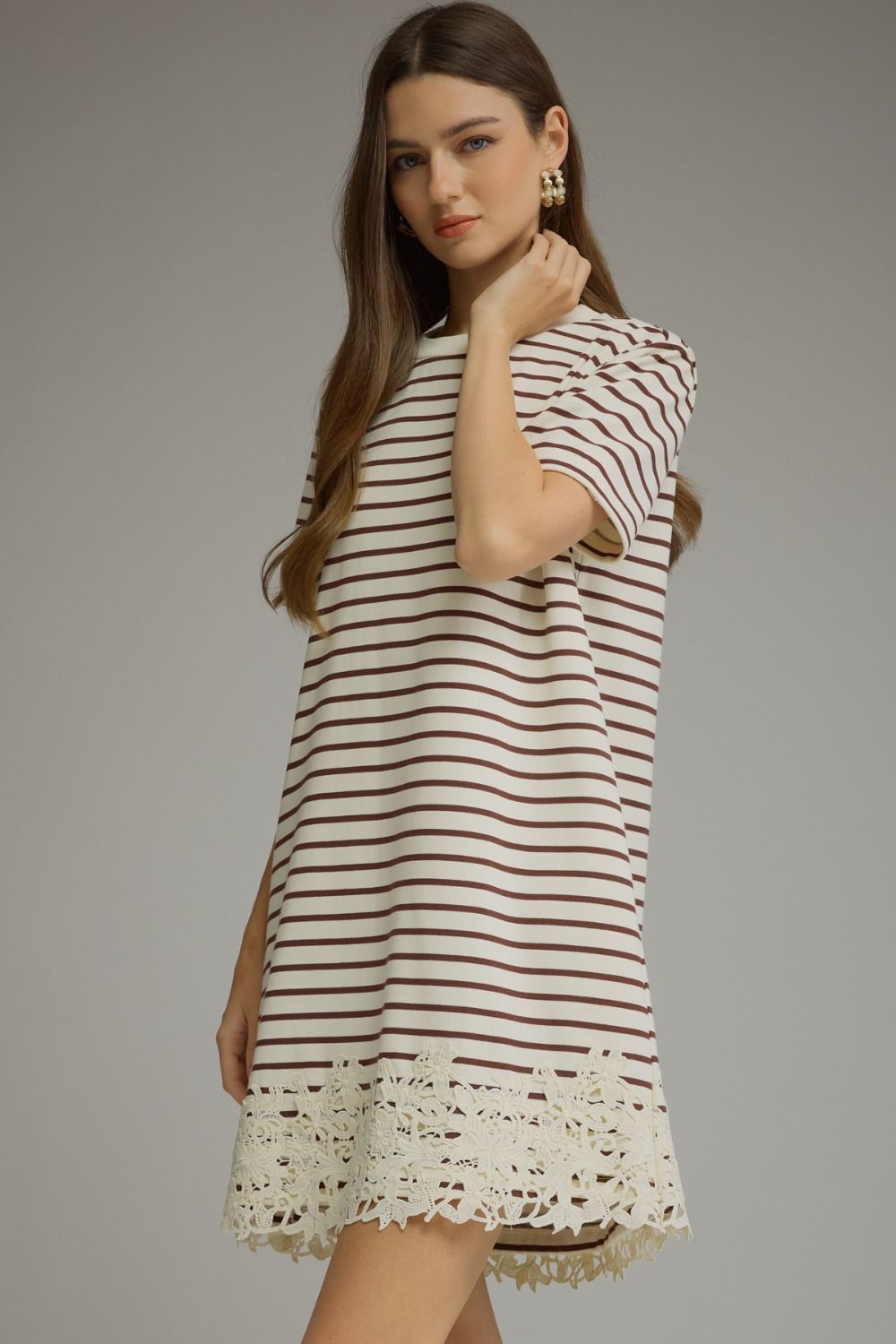 Crochet Trim Mini Dress