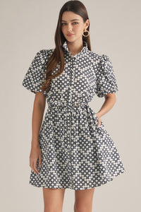 Navy Geo Print Dress
