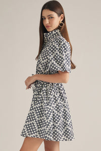 Navy Geo Print Dress