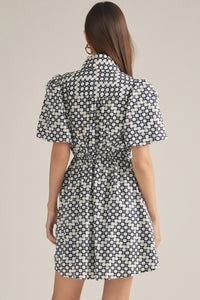Navy Geo Print Dress