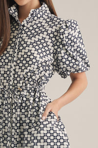 Navy Geo Print Dress