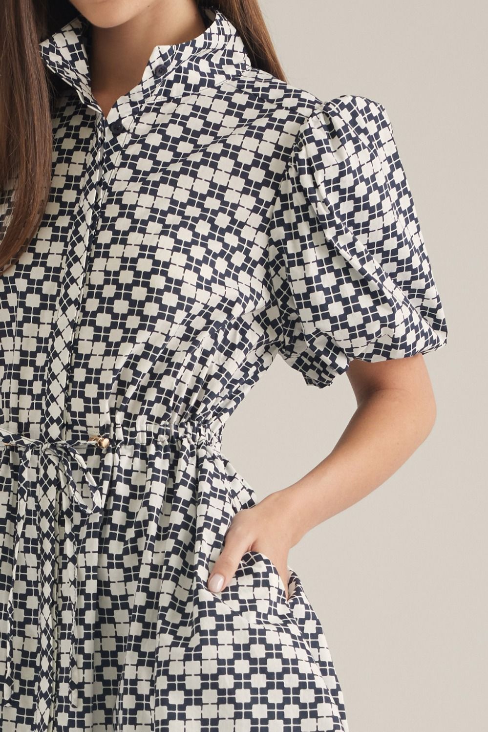Navy Geo Print Dress