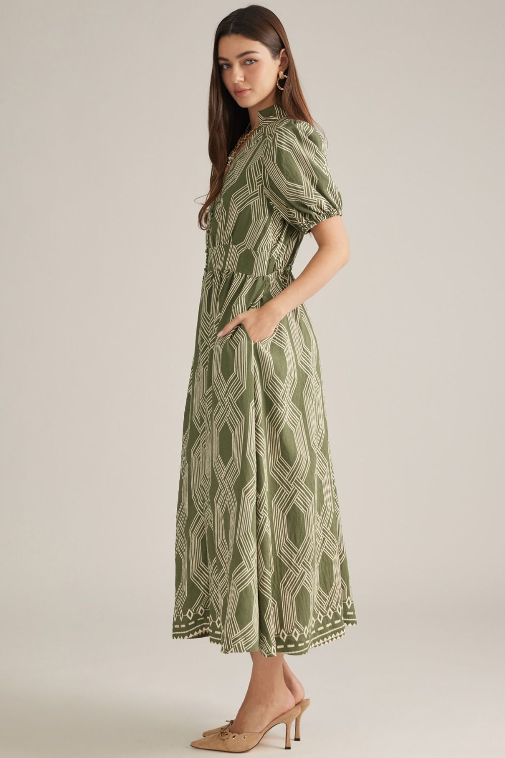 Olive Print Dress