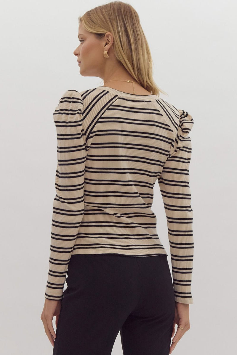 Stripe Puff Long Sleeve Top