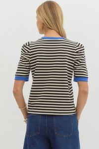 Contrast Trim Stripe Top