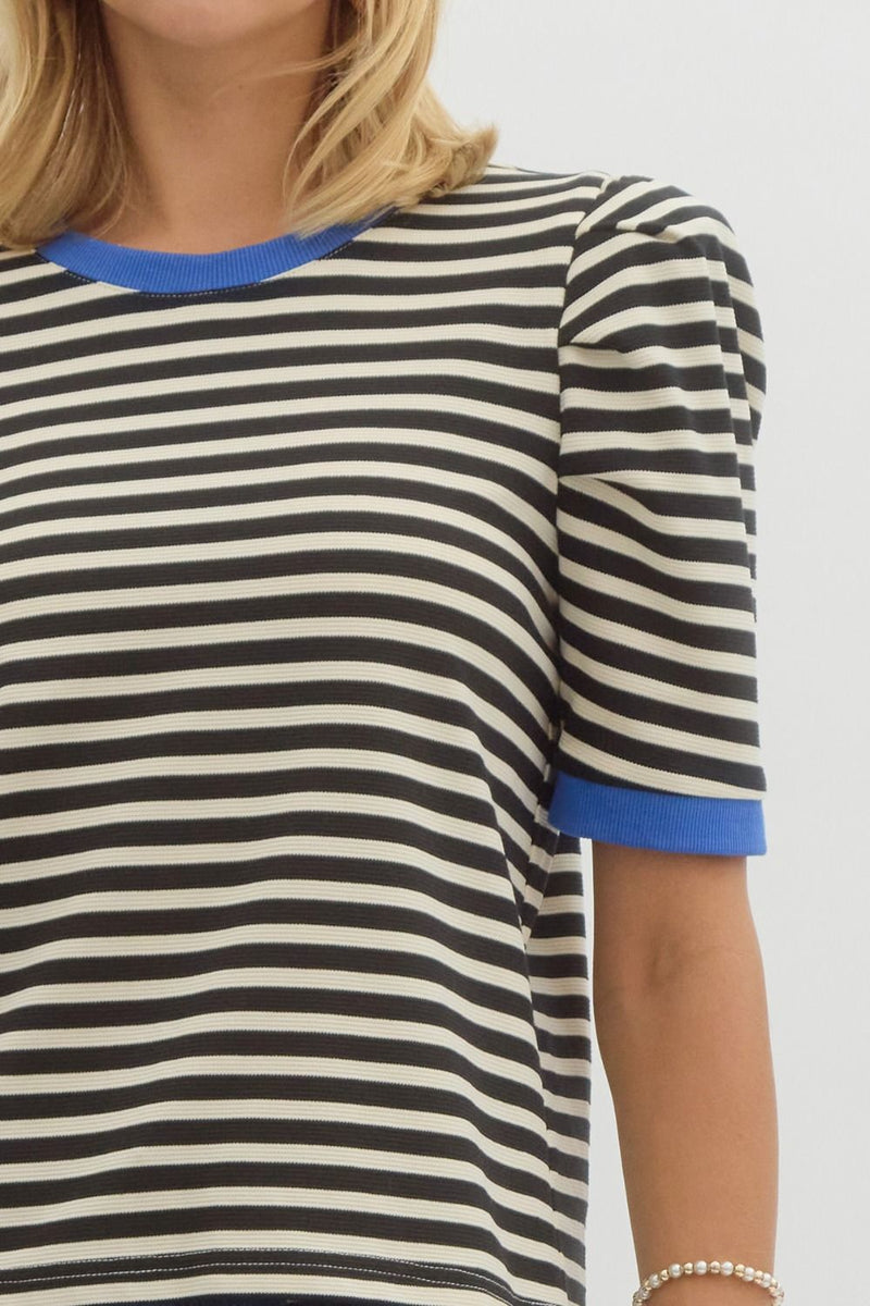 Contrast Trim Stripe Top