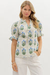 Ruffle Edge Top in Blue