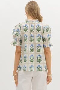 Ruffle Edge Top in Blue