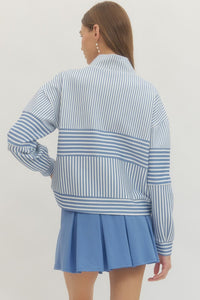 Mock Neck Striped Pullover