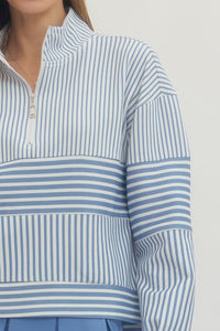 Mock Neck Striped Pullover