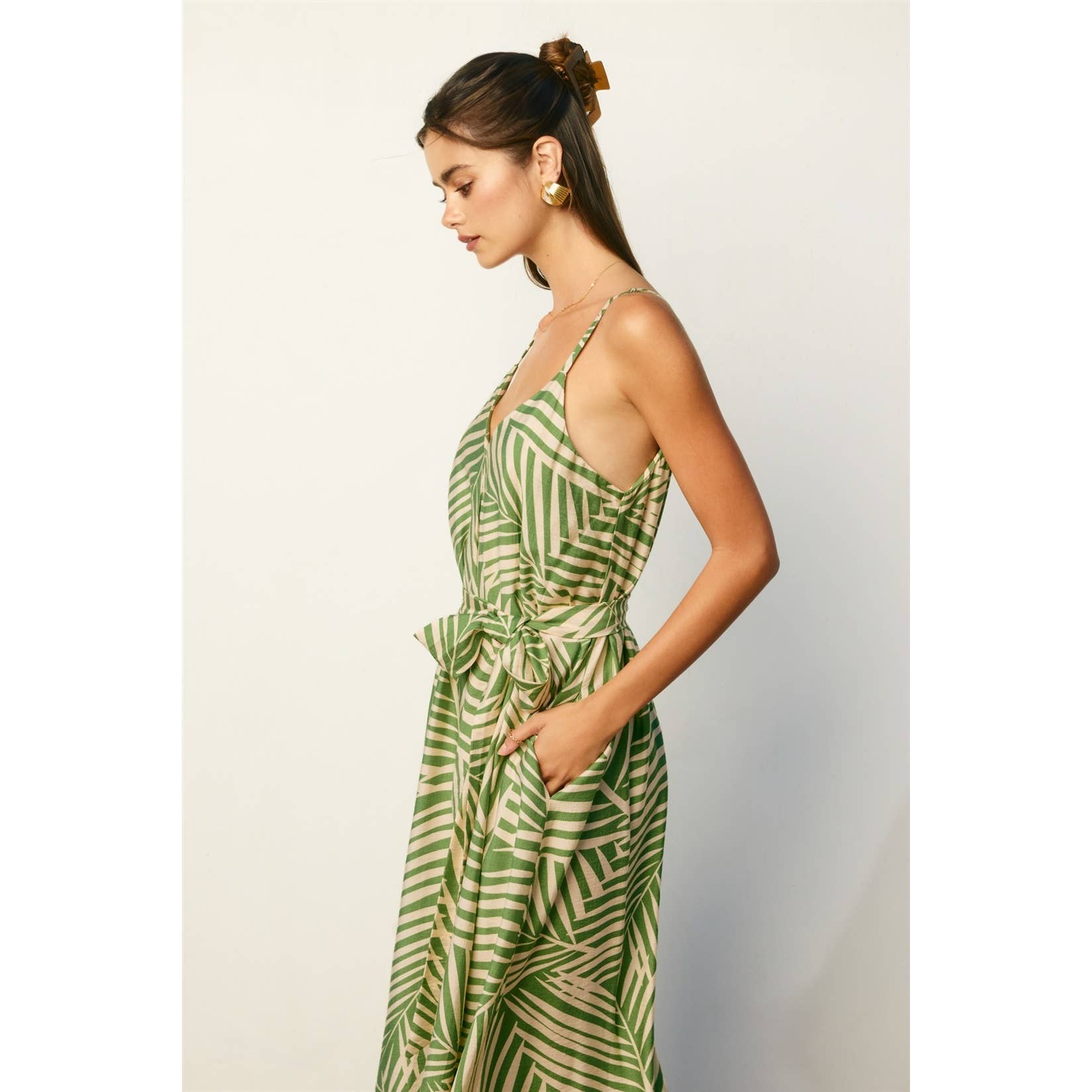 Tropical Leaf Flared Dress