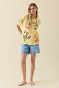 Sun Graphic Tee with Embroidery