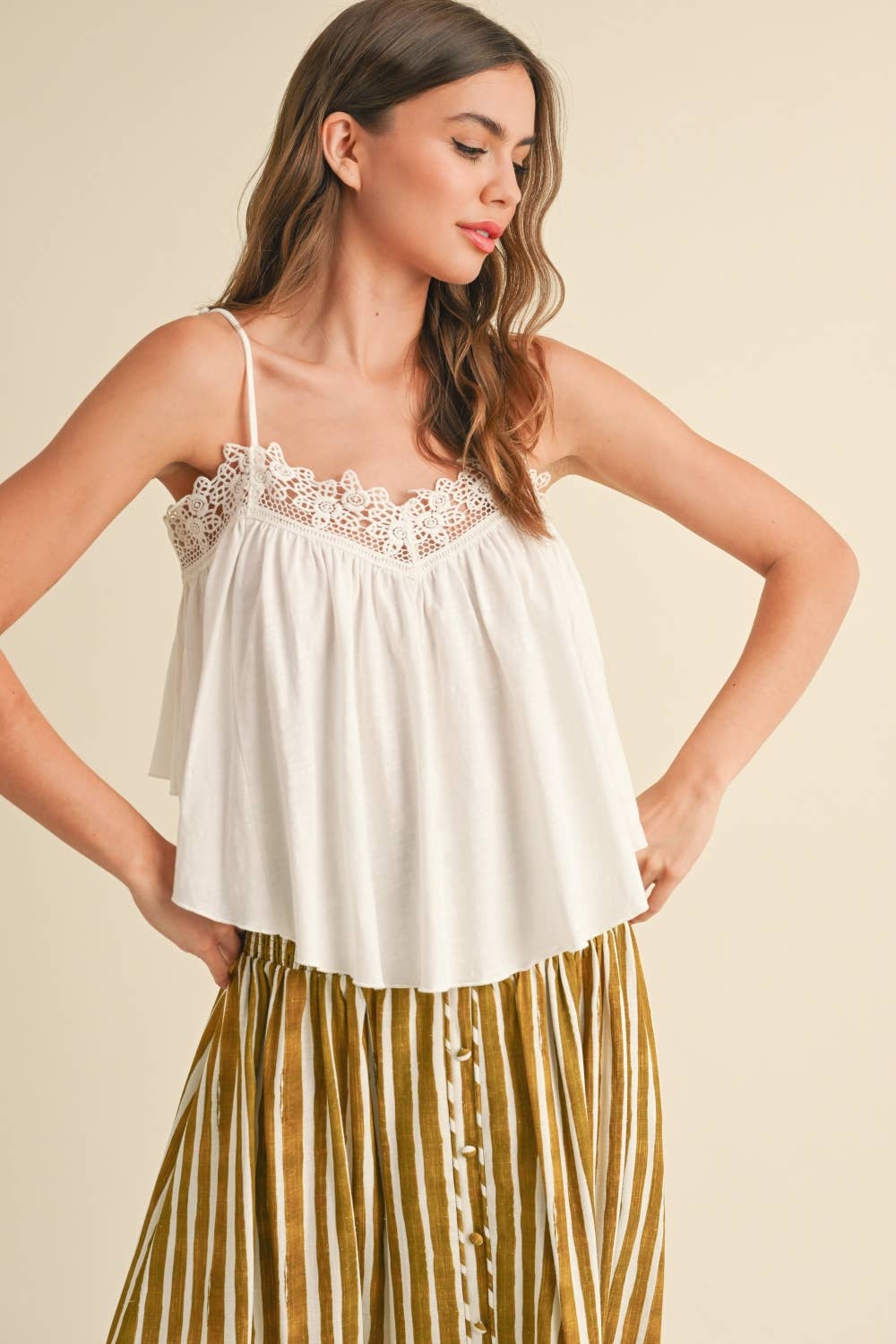 ペパーミント 　Khadi and Co CROCHET CONTRASTED TANK TOP – Linen & Waves