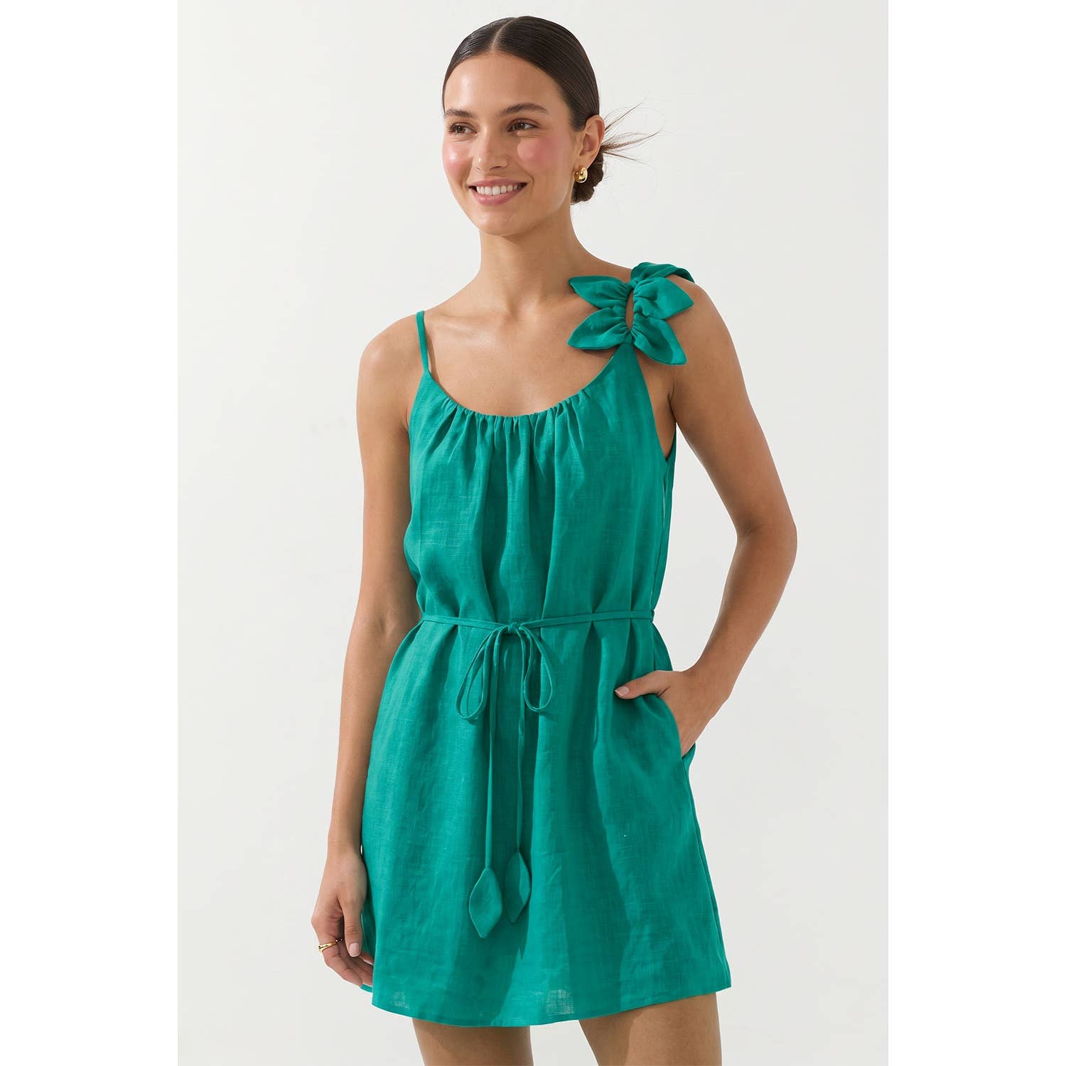 Flower Petal Linen Mini Dress