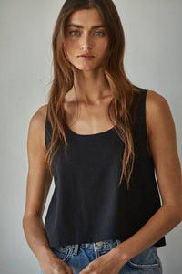 Knit Cotton Scoop Neck Sleeveless Tank Top