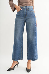 Twist Seam Barrel Jean - DARK DENIM