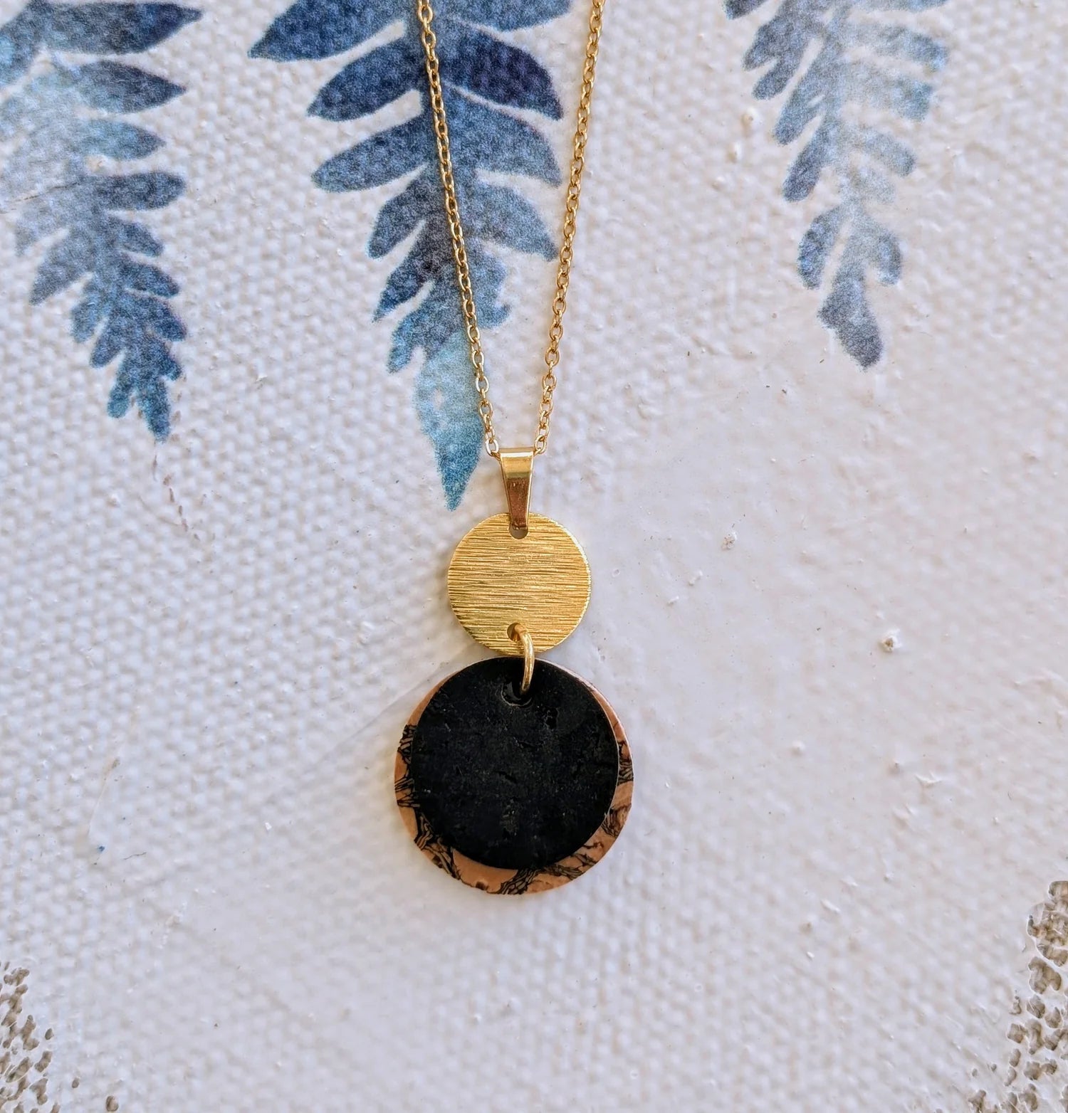 Layered Circle Necklace- Black
