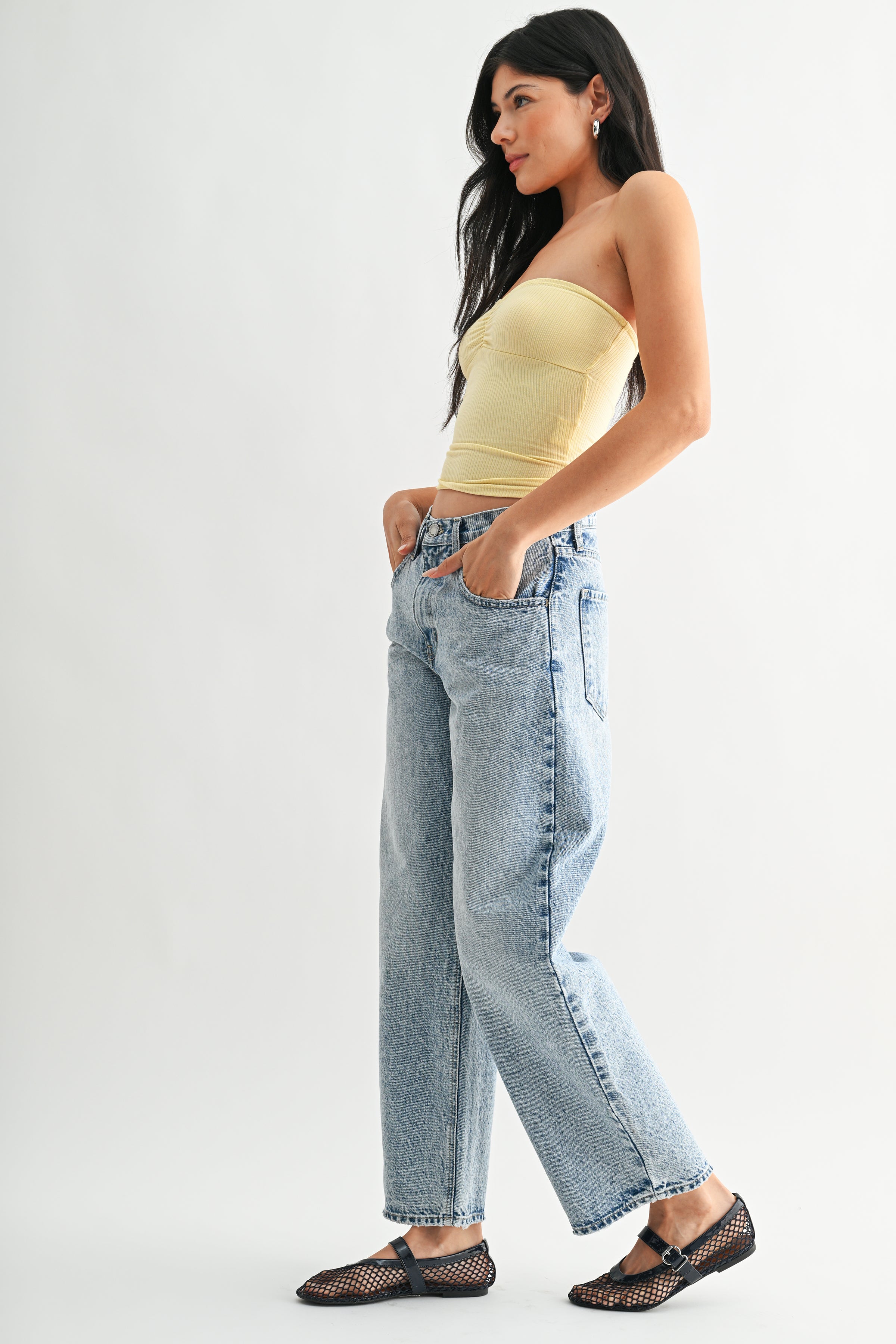 Stone Washed Barrel Jean