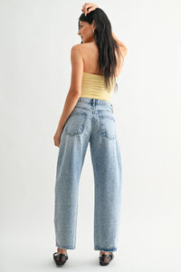 Stone Washed Barrel Jean