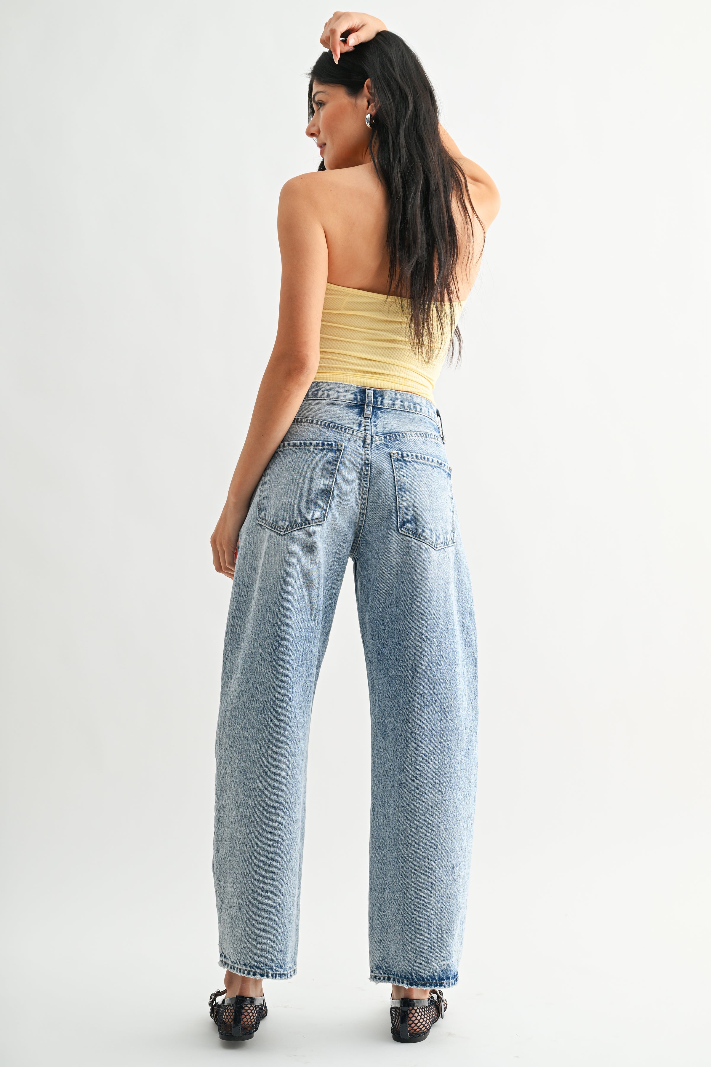 Stone Washed Barrel Jean