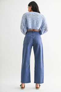 Striped Barrel Jean Blue