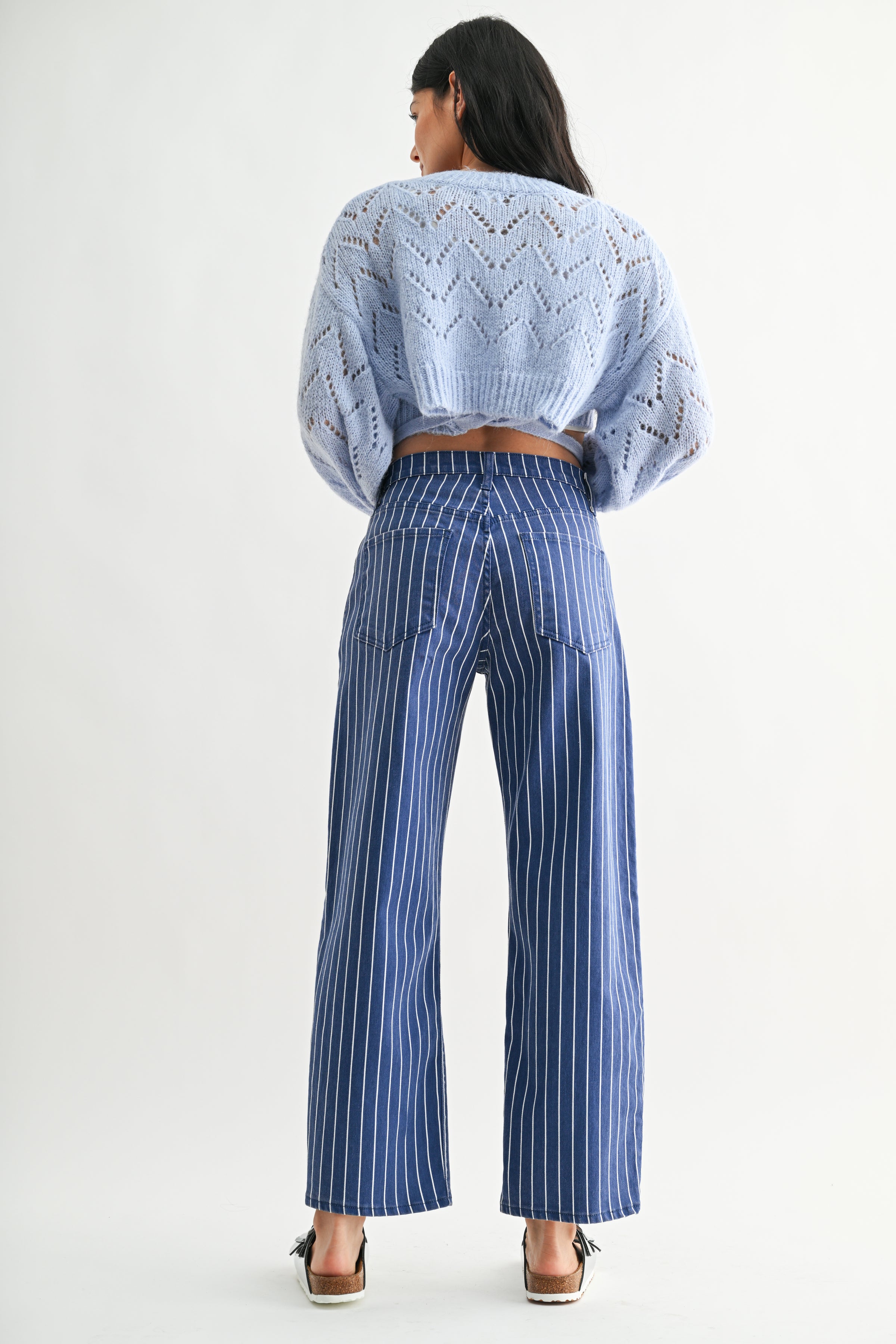 Striped Barrel Jean Blue