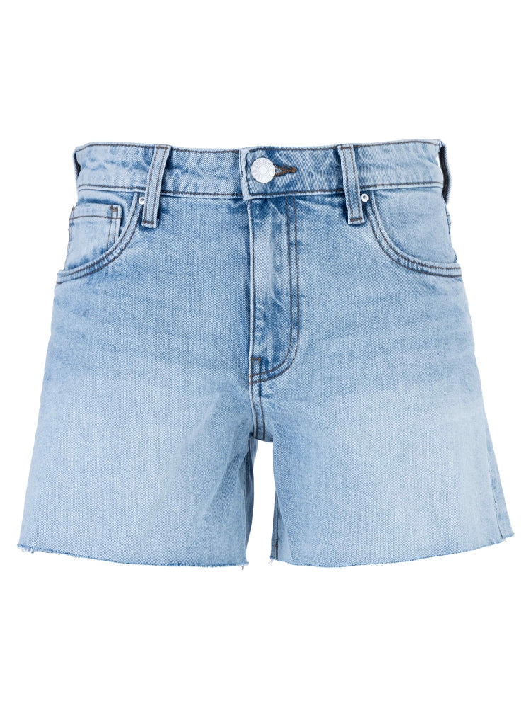 Lt. Denim JANE HIGH RISE LONG SHORT W/ RAW HEM