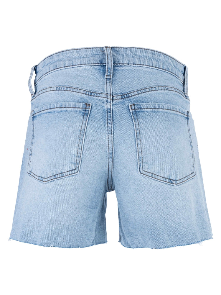 Lt. Denim JANE HIGH RISE LONG SHORT W/ RAW HEM