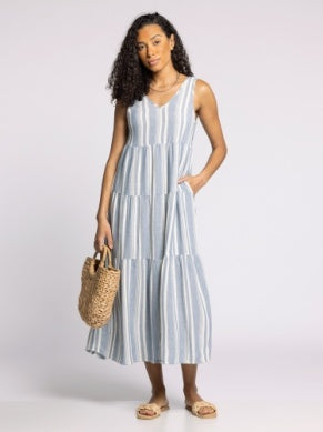 Benny Dress in Ivory Blue