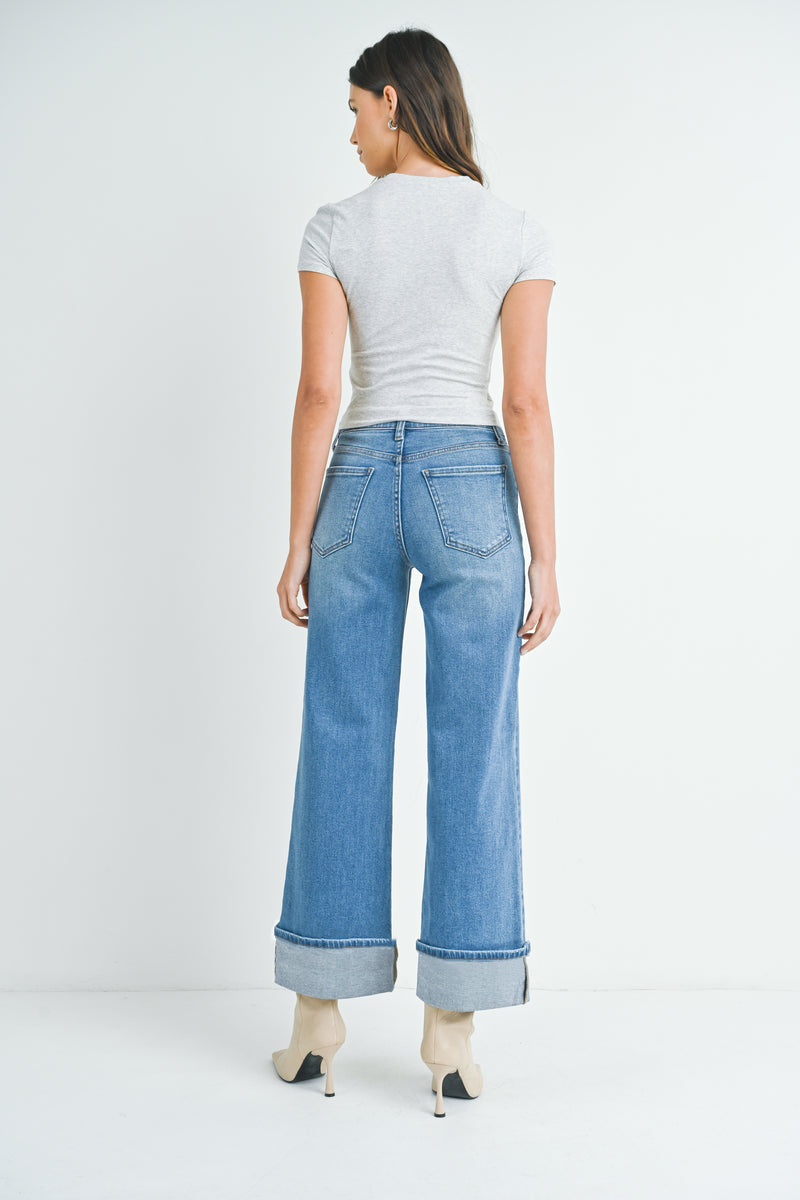 Cuffed Palazzo Jeans