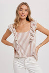 Square neck frill blouse