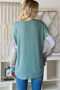 Floral Sleeve Knit Top