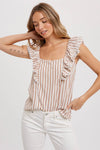 Square neck frill blouse