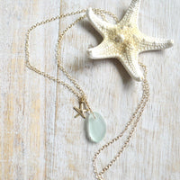 Tiny Sea Glass & Starfish Necklace