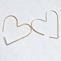 Gold Heart Wire Earrings
