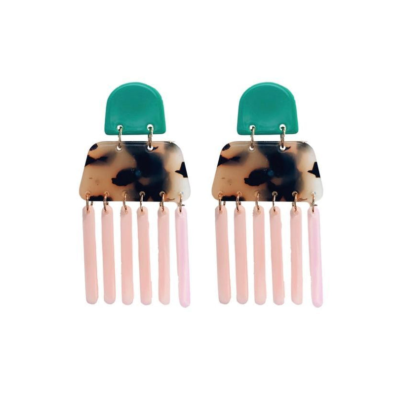Pink Teal Tortoise earrings